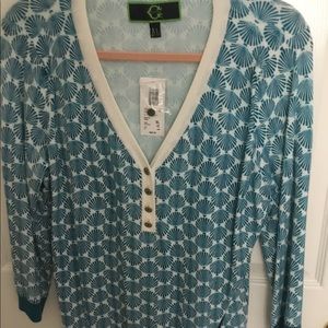 C Wonder Shell Print Summer Sweater XL New